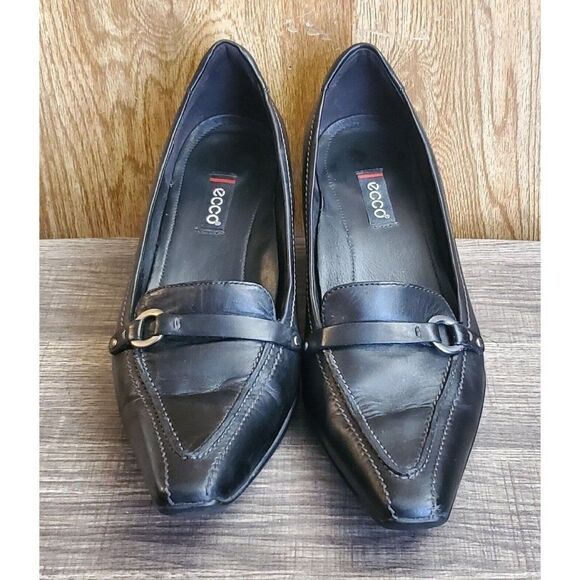 Ecco Women's Black Leather Heels Size 39 US 8-8.5 - Picture 2 of 11